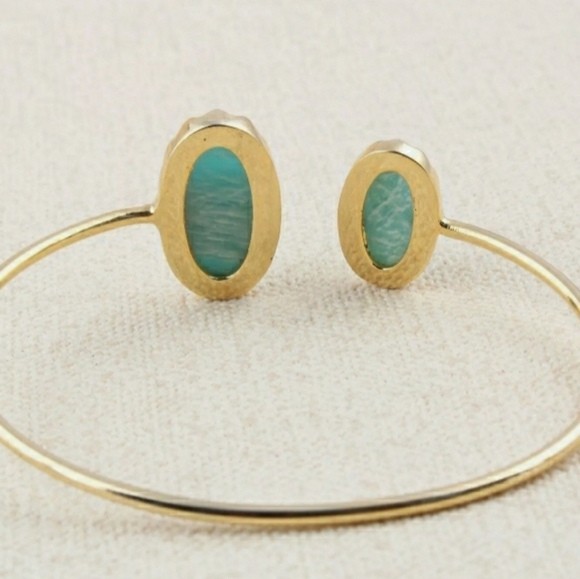 Genuine Amazonite Bezel bangle - Picture 3 of 10